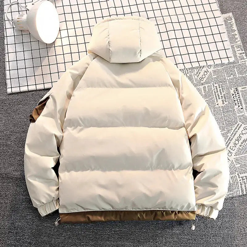 Parka kaki pour homme avec doublure intérieure et capuche réglable, veste matelassée