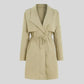 Parka kakie femme trench beige clair avec taille à cordon pour un style élégant