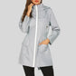 Parka Kway Femme veste imperméable gris clair avec zip blanc et poches pratiques