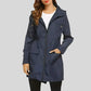 Parka kway femme en tissu imperméable avec poches pratiques et capuche navy blue