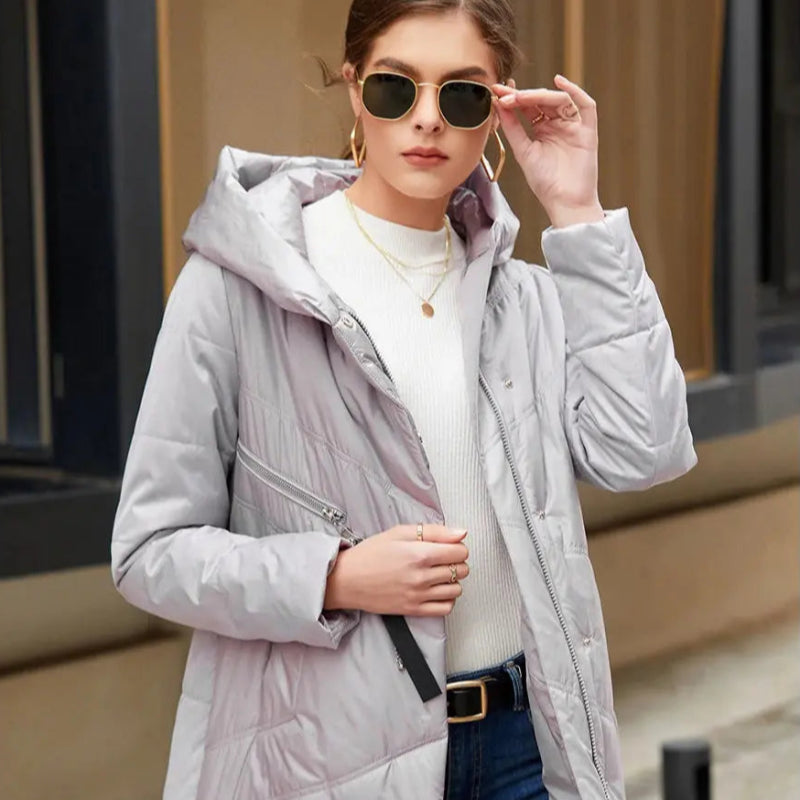 Parka longue femme poignets ajustables, assure confort liberté mouvement capuche ajustable

