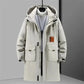 Parka longue homme noire avec doublure intérieure légère, hooded, puffy, grand pockets