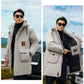Parka longue homme avec capuche, puffer gris clair, grandes poches, doublure intérieure légère