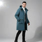 Parka longue homme teal avec capuche, doublure intérieure légère, parfait pour homme noir