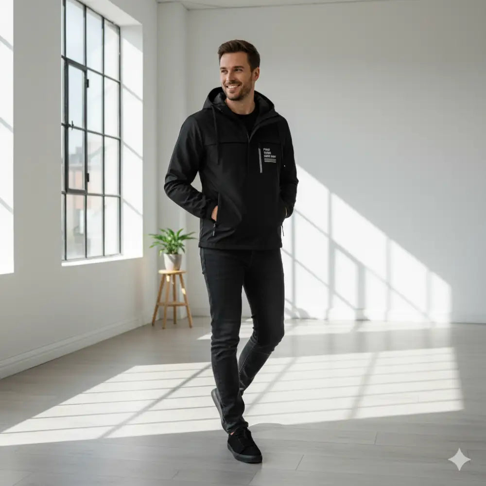 Homme portant un parka militaire homme en tissu extérieur déperlant pour usage quotidien