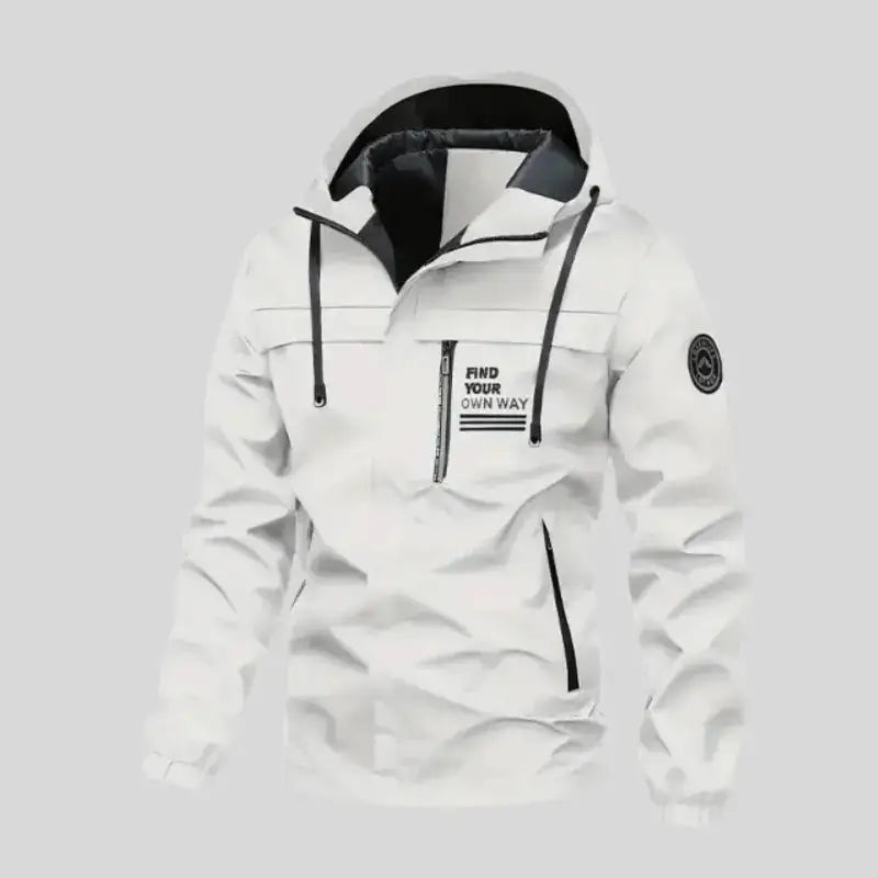 Parka militaire homme blanc avec tissu extérieur déperlant pour usage quotidien