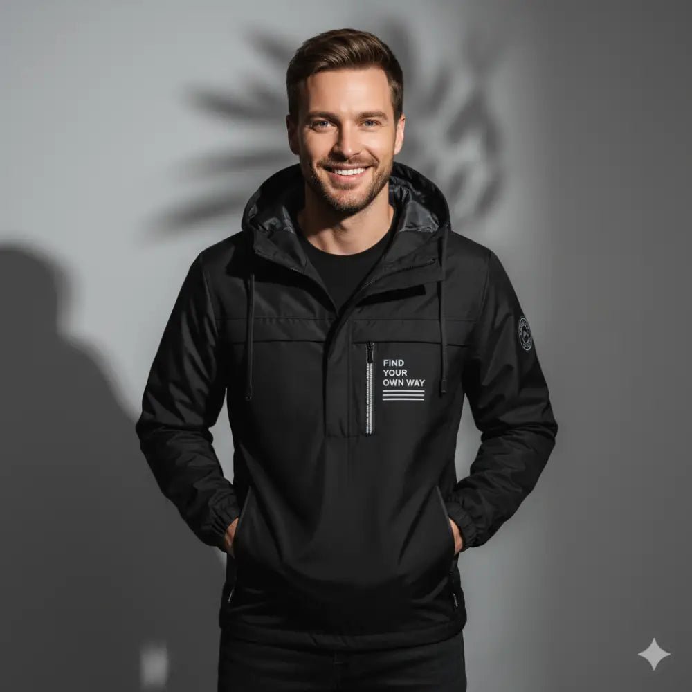 Parka militaire homme à capuche de couleur noire avec un design moderne, parfait pour un style urbain.