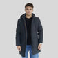 Parka noir homme avec matière extérieure déperlante et doublure intérieure légère