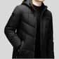 Parka noir pour homme en tissu extérieur déperlant avec doublure intérieure et capuche