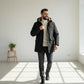 Parka pour homme avec capuche ajustable, doublure intérieure, idéal pour usage quotidien