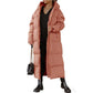 Parka femme longue orange, longue manteau puffer à capuche peach pour femme