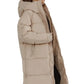 Parka femme longue beige à capuche, parka longue élégante pour femme