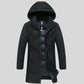 Parka pour homme noire à capuche avec doublure matelassée, style chaud et tendance