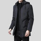 Veste noire à capuche pour homme, puffer, à manches longues avec poches zippées