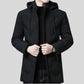 Veste d’hiver noire à capuche pour homme avec fermeture éclair, style parka pour homme