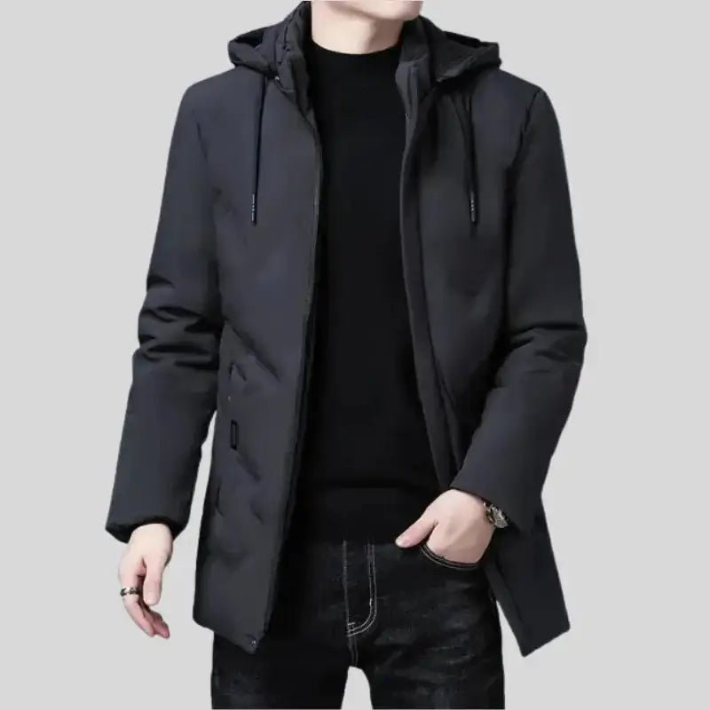 Parka homme longue matelassée Le Nordique en noir, parfaite pour l'hiver.